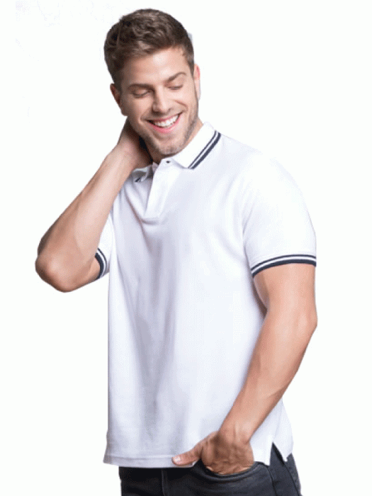 Polo JHK Regular PORA210-contrast White/Navy
