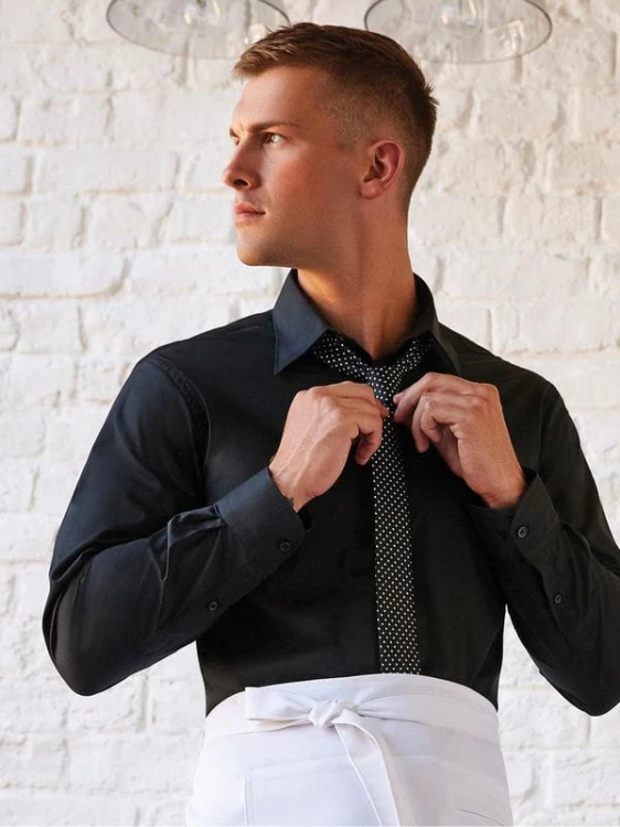 Men`s Tailored Fit Bar Shirt Mandarin Collar Long Sleeve KK121