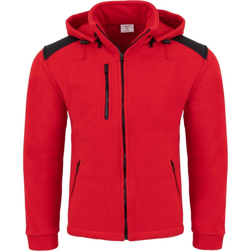 Bluza polarowa z odpinanym kapturem FLRA 340 BUS HOOD - Red/Black