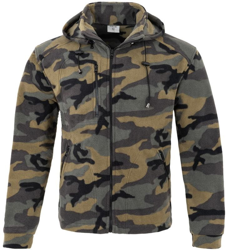 Bluza polarowa z odpinanym kapturem FLRA 340 BUS HOOD - Camouflage