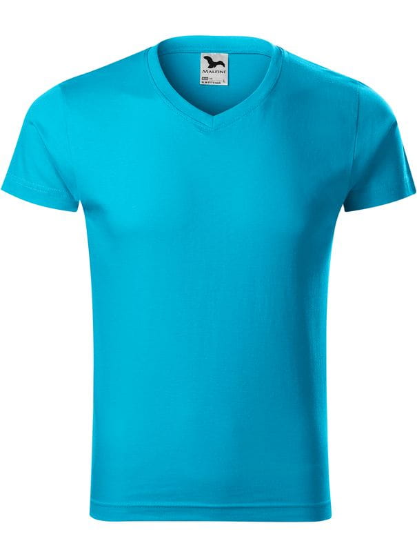 T-shirt Malfini Slim Fit V-Neck 146 Turkusowy