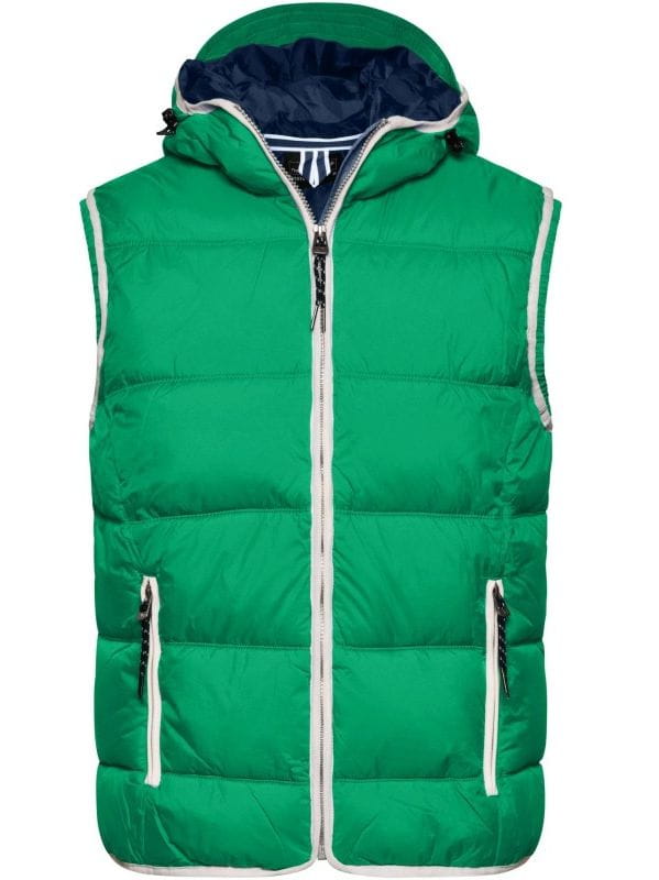 Męski bezrękawnik z kapturem Maritime JN1076 Irish Green/White