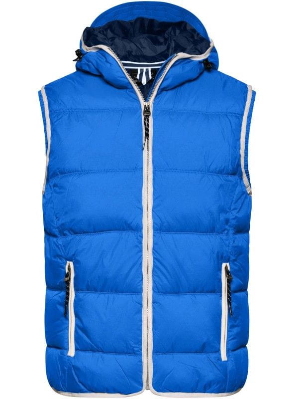 Męski bezrękawnik z kapturem Maritime JN1076 Nautic Blue/White