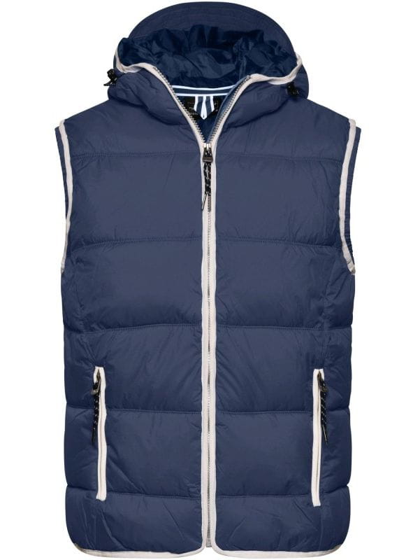 Męski bezrękawnik z kapturem Maritime JN1076 Navy/White