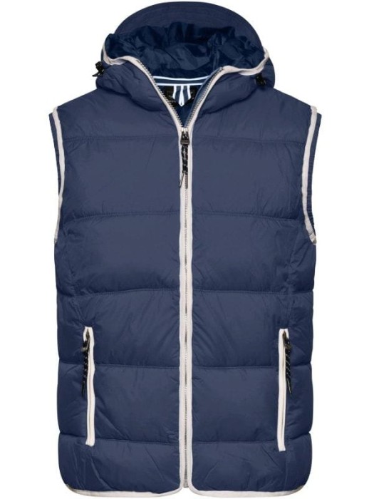 Męski bezrękawnik z kapturem Maritime JN1076 Navy/White