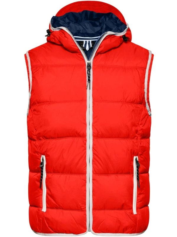 Męski bezrękawnik z kapturem Maritime JN1076 Red/White