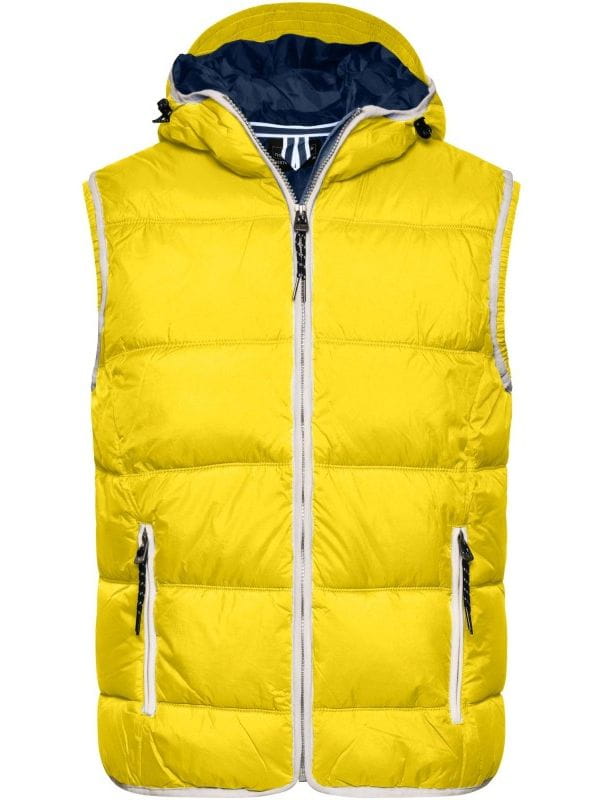 Męski bezrękawnik z kapturem Maritime JN1076 Sun Yellow/White