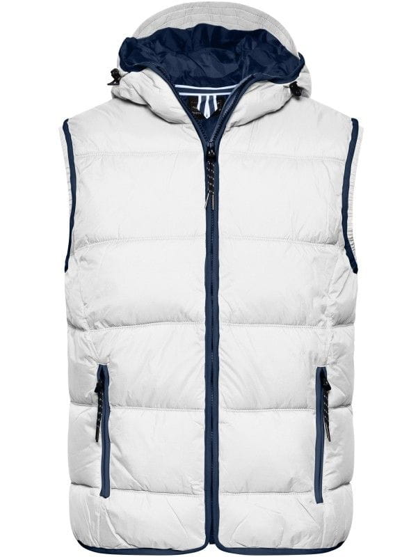 Męski bezrękawnik z kapturem Maritime JN1076 White/Navy