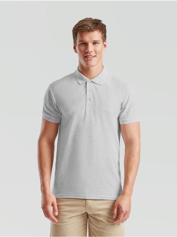 Męskie Polo z włókien mieszanych/Heather Grey