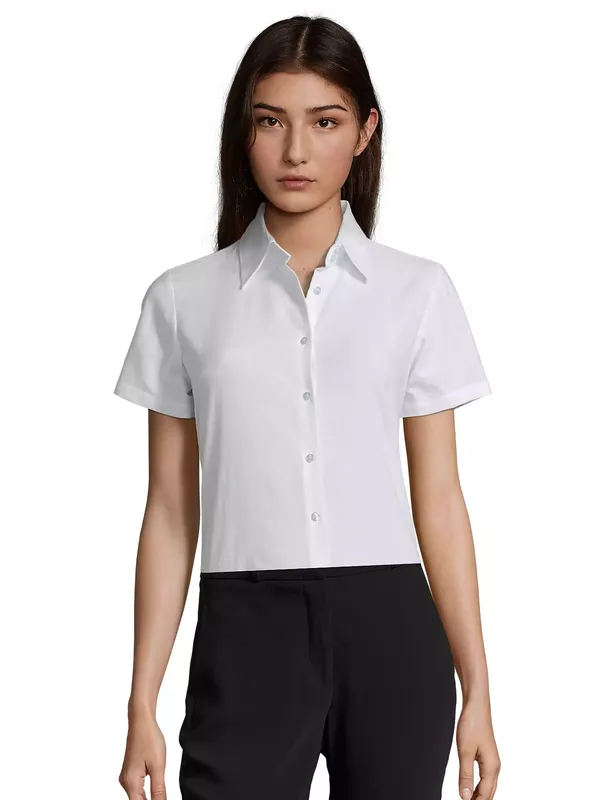 Women´s Oxford-Blouse Elite Short Sleeve 16030 (white)