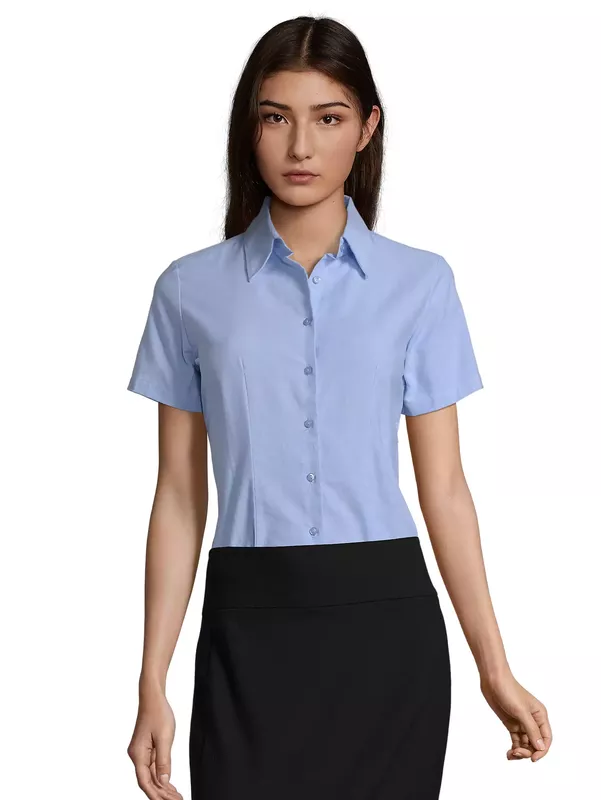 Women´s Oxford-Blouse Elite Short Sleeve 16030 (Sky Blue)