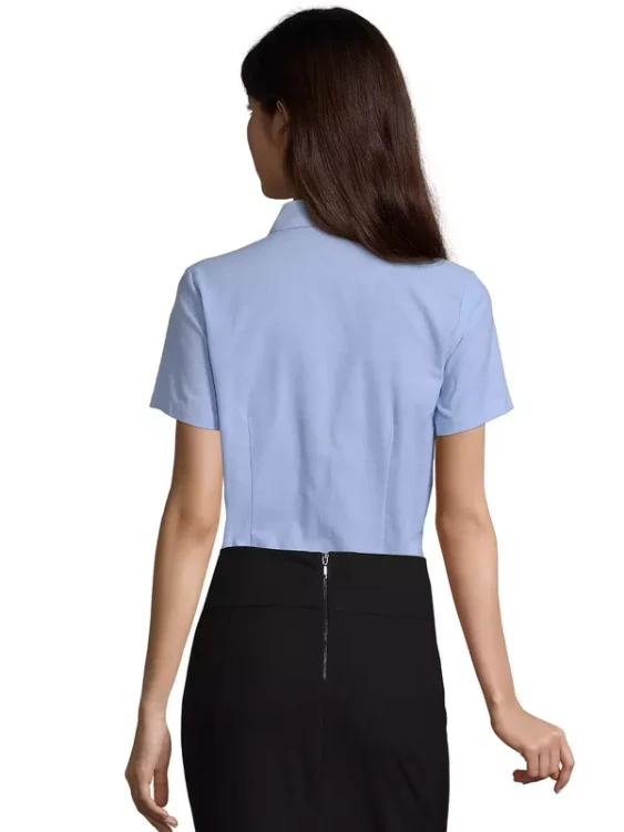 Women´s Oxford-Blouse Elite Short Sleeve 16030 (Sky Blue)