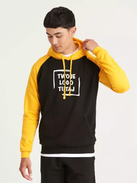 Just Hoods Baseball Hoodie JH009 (Jet Black/Gold)