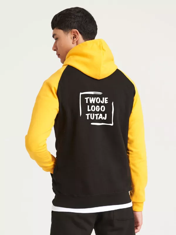 Just Hoods Baseball Hoodie JH009 (Jet Black/Gold)