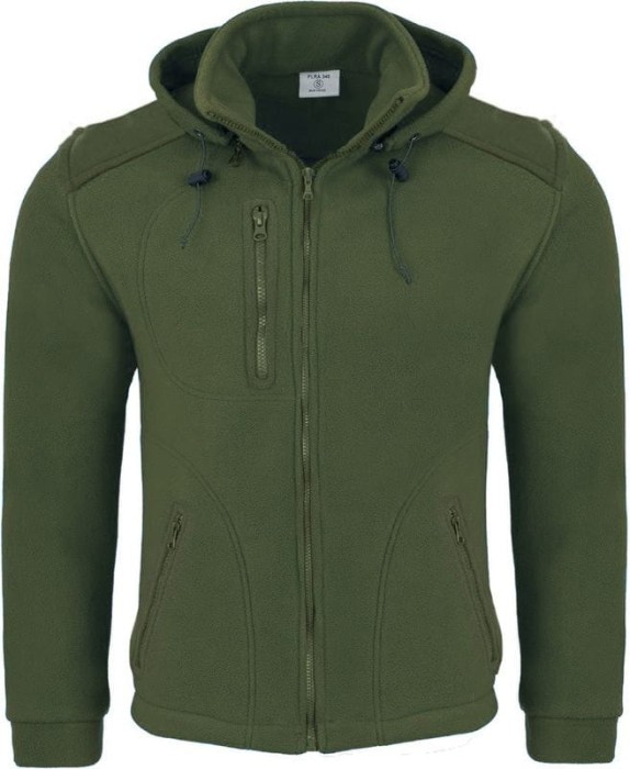Bluza polarowa z odpinanym kapturem FLRA 340 BUS HOOD - Khaki/Khaki