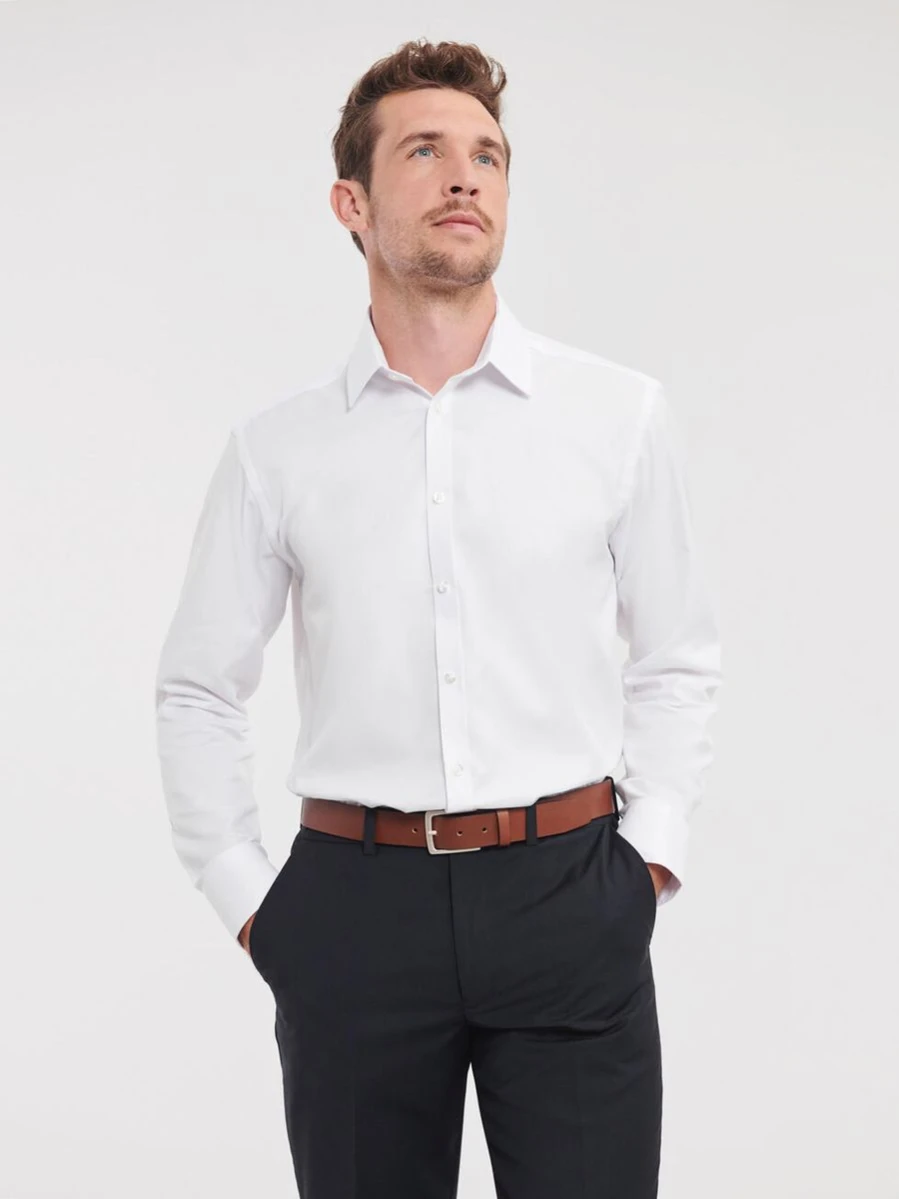 Męska koszula Russell Herringbone R-962M-0 White
