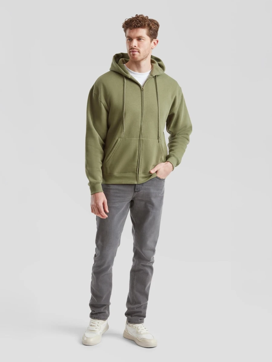 Bluza z kapturem zapinana na zamek Premium 62-034-0 (Classic Olive)
