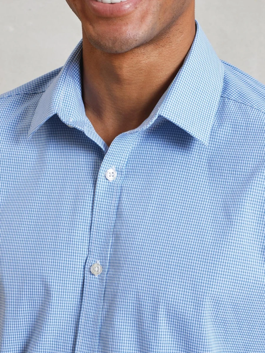 Men´s Microcheck (Gingham) Long Sleeve Cotton Shirt PR220