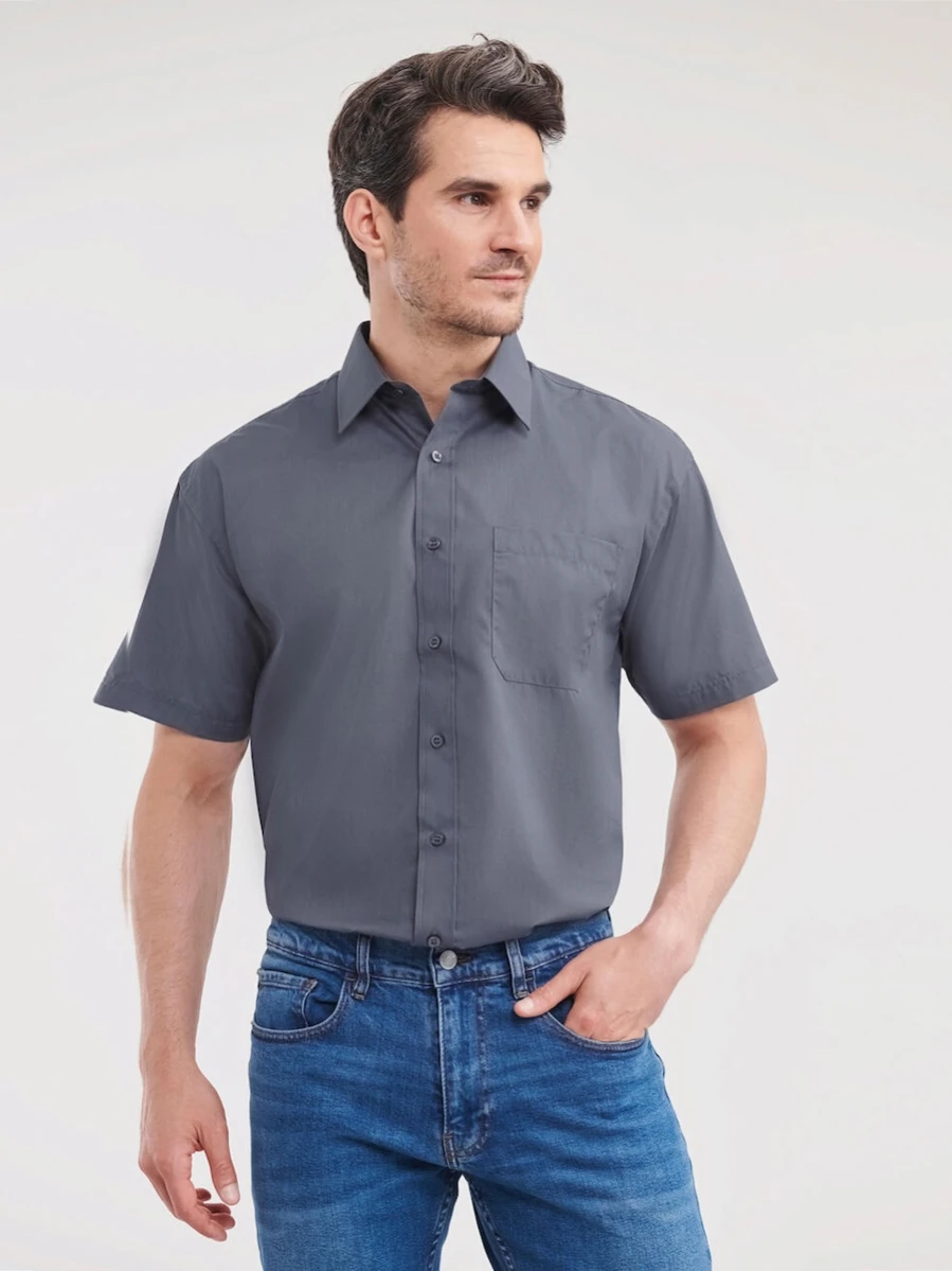 Men's Short Sleeve Classic Polycotton Poplin Shirt R-935M-0