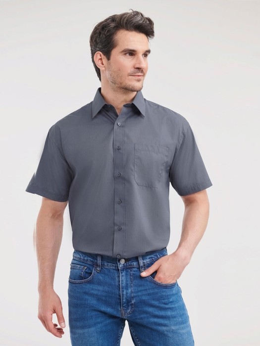 Men's Short Sleeve Classic Polycotton Poplin Shirt R-935M-0