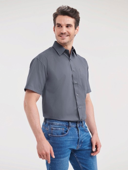 Men's Short Sleeve Classic Polycotton Poplin Shirt R-935M-0