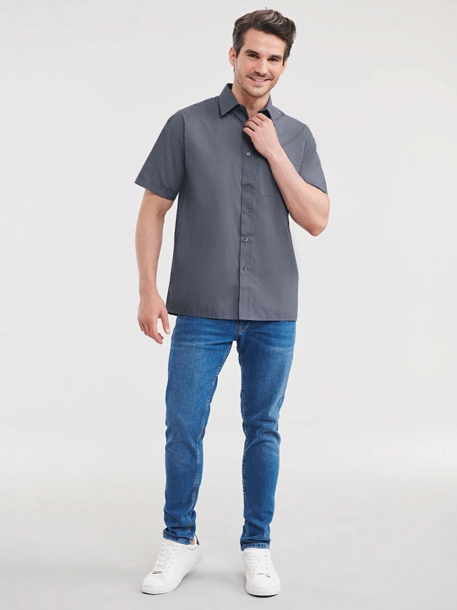 Men's Short Sleeve Classic Polycotton Poplin Shirt R-935M-0