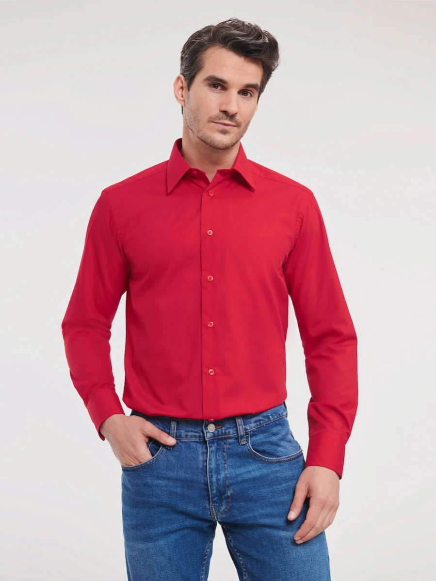 Men's Long Sleeve Tailored Polycotton Poplin Shirt R-924M-0