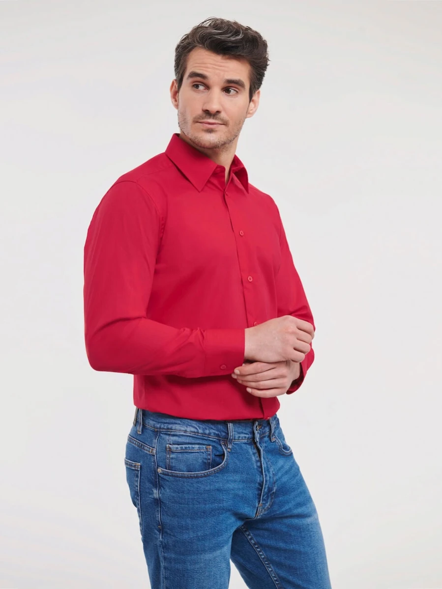 Men's Long Sleeve Tailored Polycotton Poplin Shirt R-924M-0