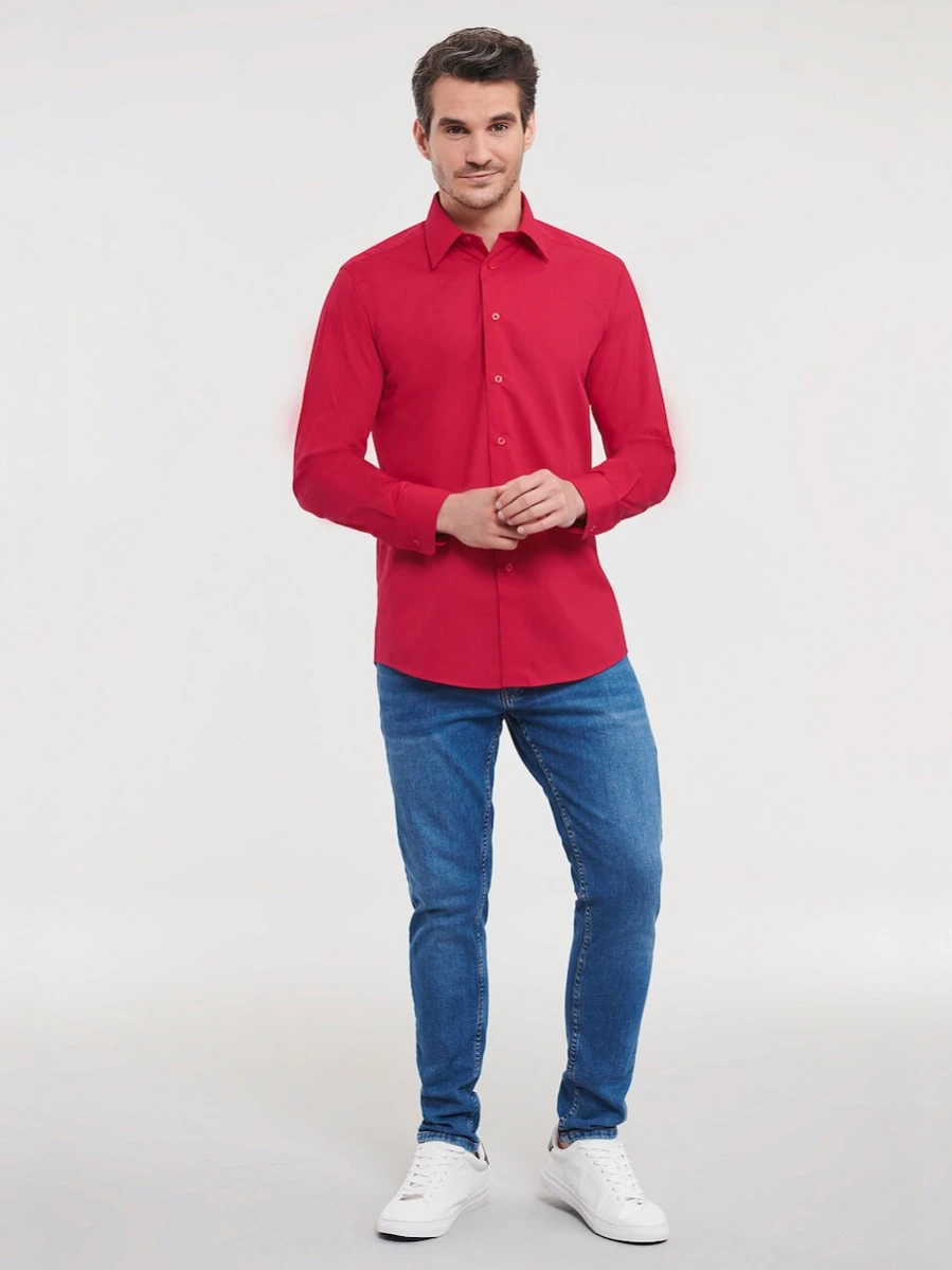 Men's Long Sleeve Tailored Polycotton Poplin Shirt R-924M-0