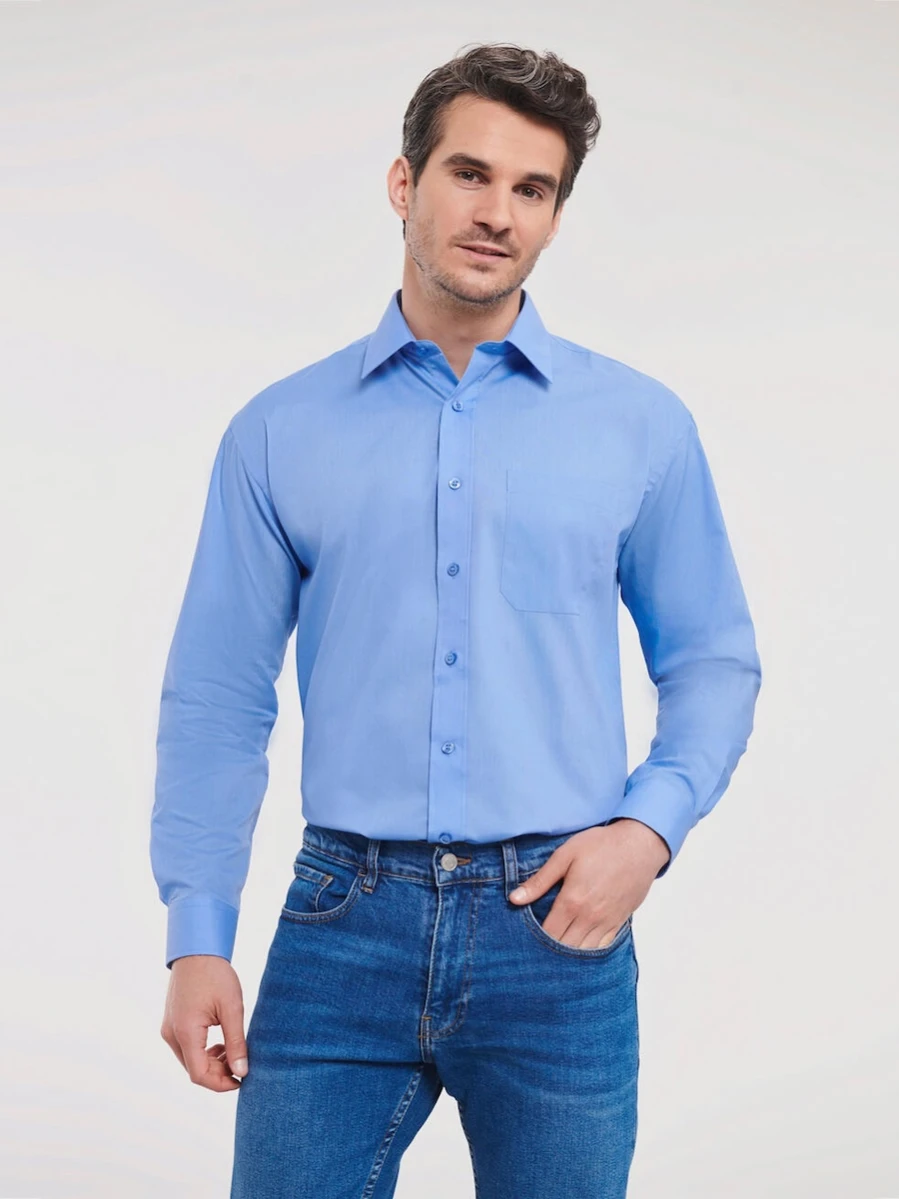 Men's Long Sleeve Classic Polycotton Poplin Shirt R-934M-0