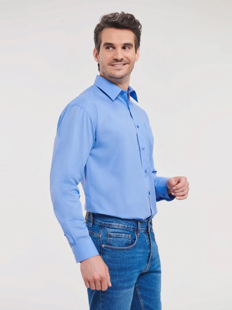 Men's Long Sleeve Classic Polycotton Poplin Shirt R-934M-0