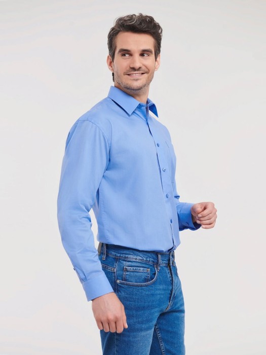 Men's Long Sleeve Classic Polycotton Poplin Shirt R-934M-0