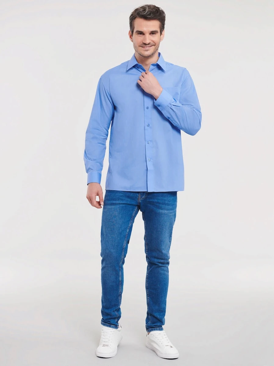 Men's Long Sleeve Classic Polycotton Poplin Shirt R-934M-0