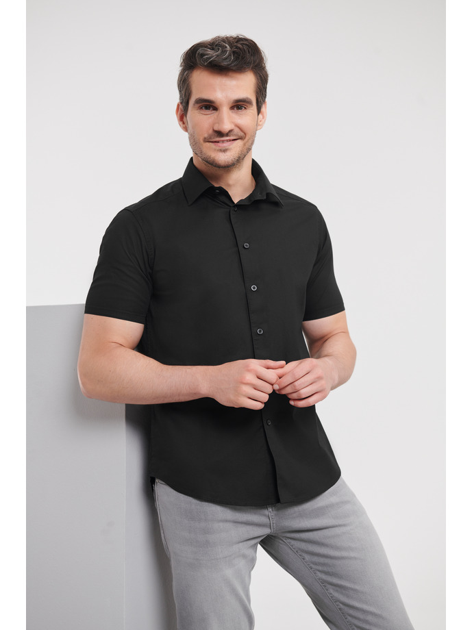 Dopasowana koszula z krótkimi rękawami R-947M-0 / Black