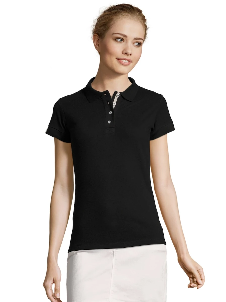 Damska koszulka Polo Sols Portland 00575 - Black/Grey