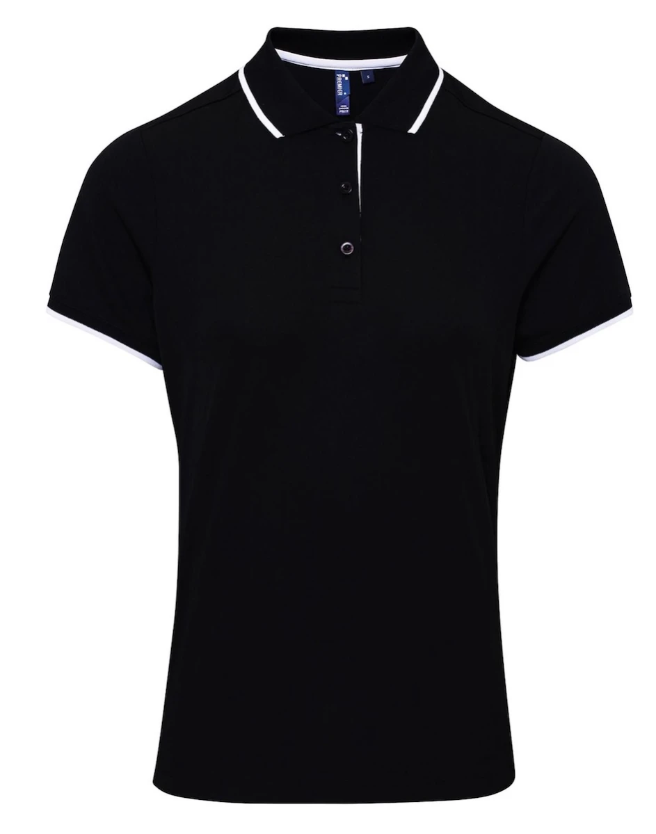 Damskie Polo Contrast Coolchecker®-Black/White