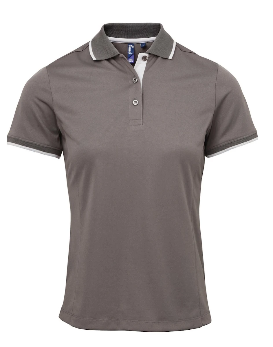 Damskie Polo Contrast Coolchecker®-Dark Grey/Silver