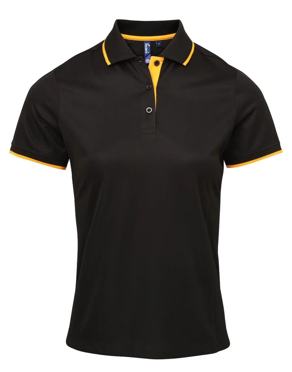 Damskie Polo Contrast Coolchecker®-Black/Sunflower