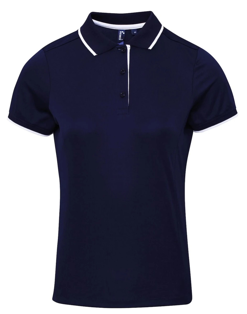 Damskie Polo Contrast Coolchecker®-Navy/White