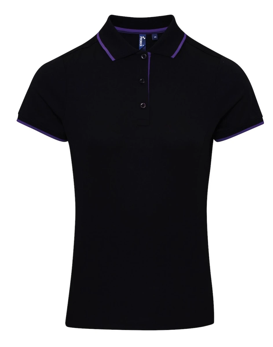Damskie Polo Contrast Coolchecker®-Black/Purple
