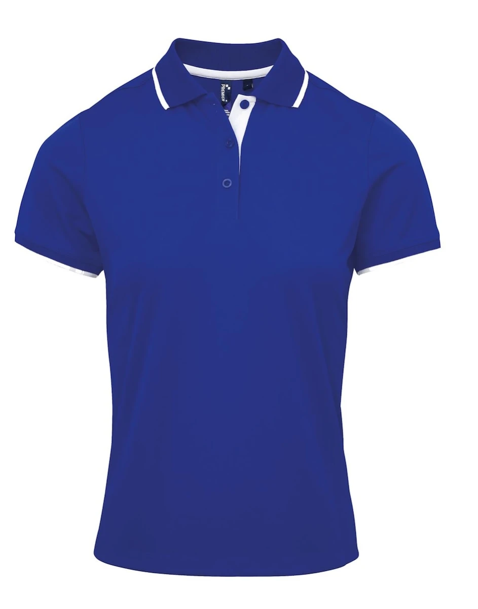 Damskie Polo Contrast Coolchecker®-RoyalWhite
