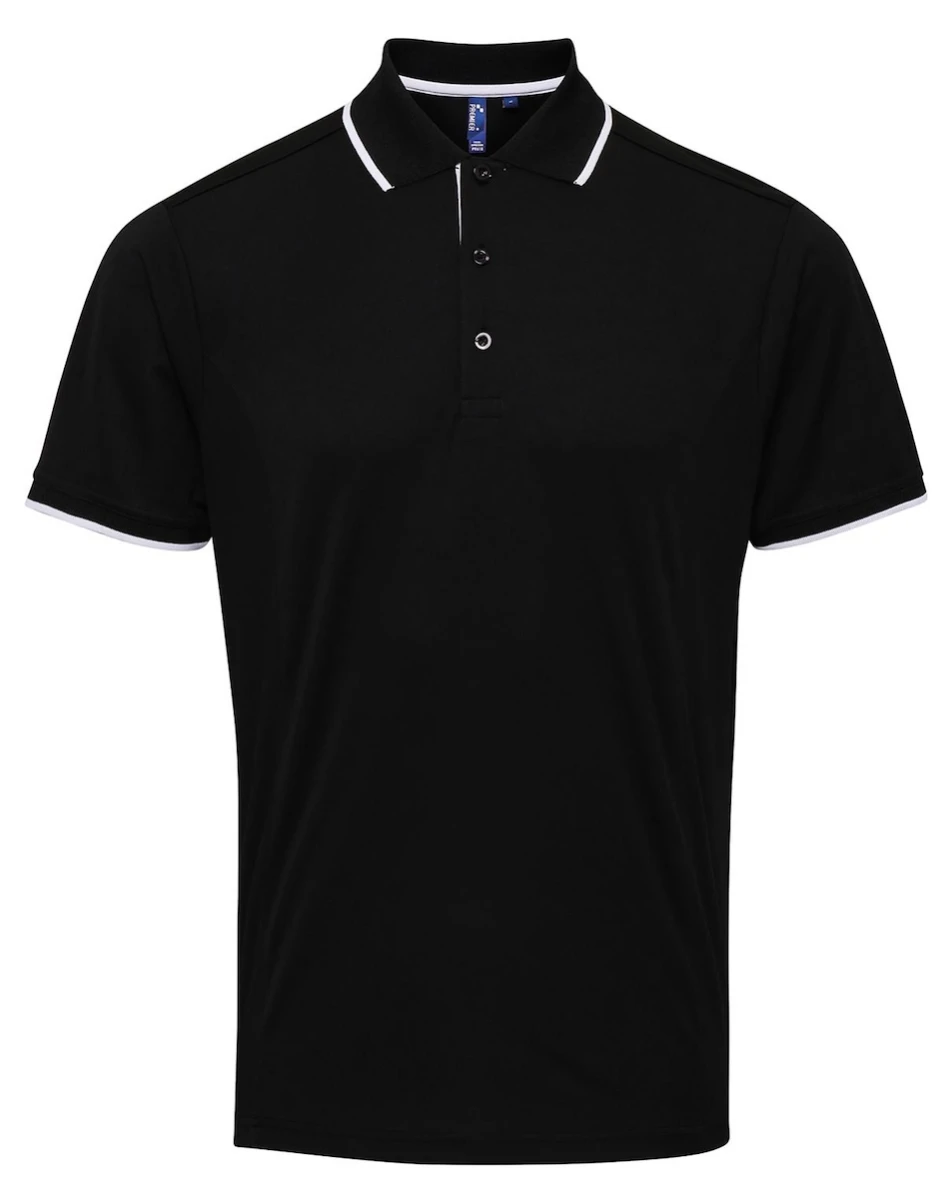 PR618 Polo Contrast Coolchecker-Black/White
