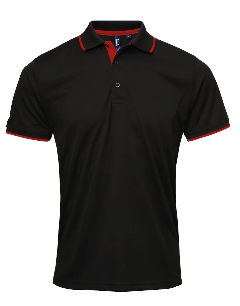PR618 Polo Contrast Coolchecker-Black/Red