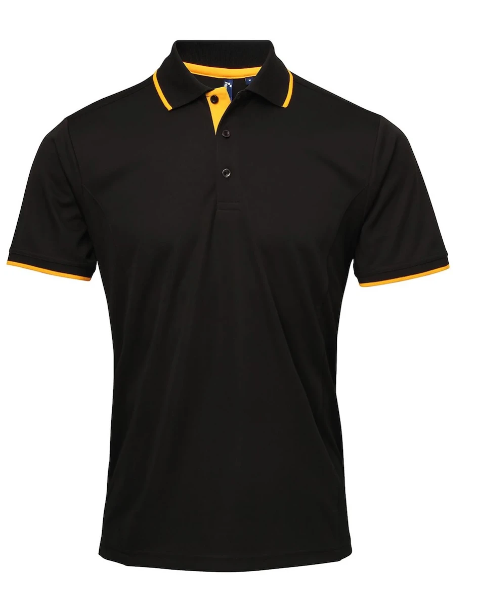 PR618 Polo Contrast Coolchecker-Black/Sunflower