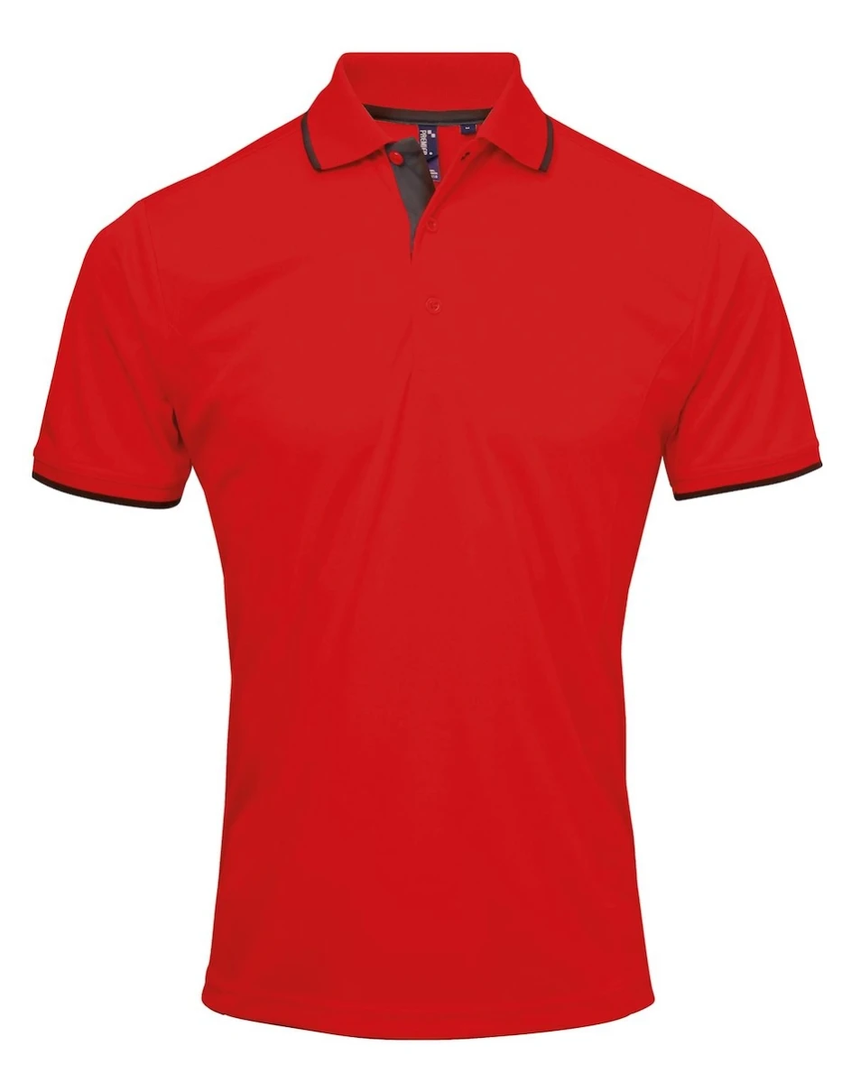 PR618 Polo Contrast Coolchecker-Red/Black