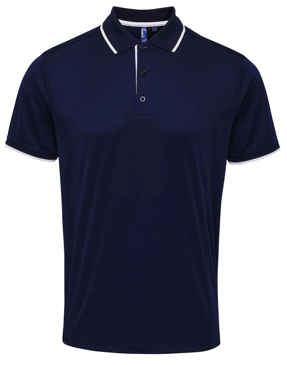 PR618 Polo Contrast Coolchecker-Navy/White