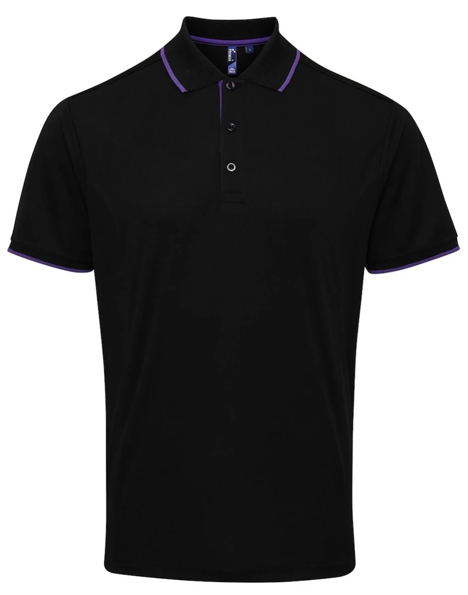 PR618 Polo Contrast Coolchecker-Black/Purple
