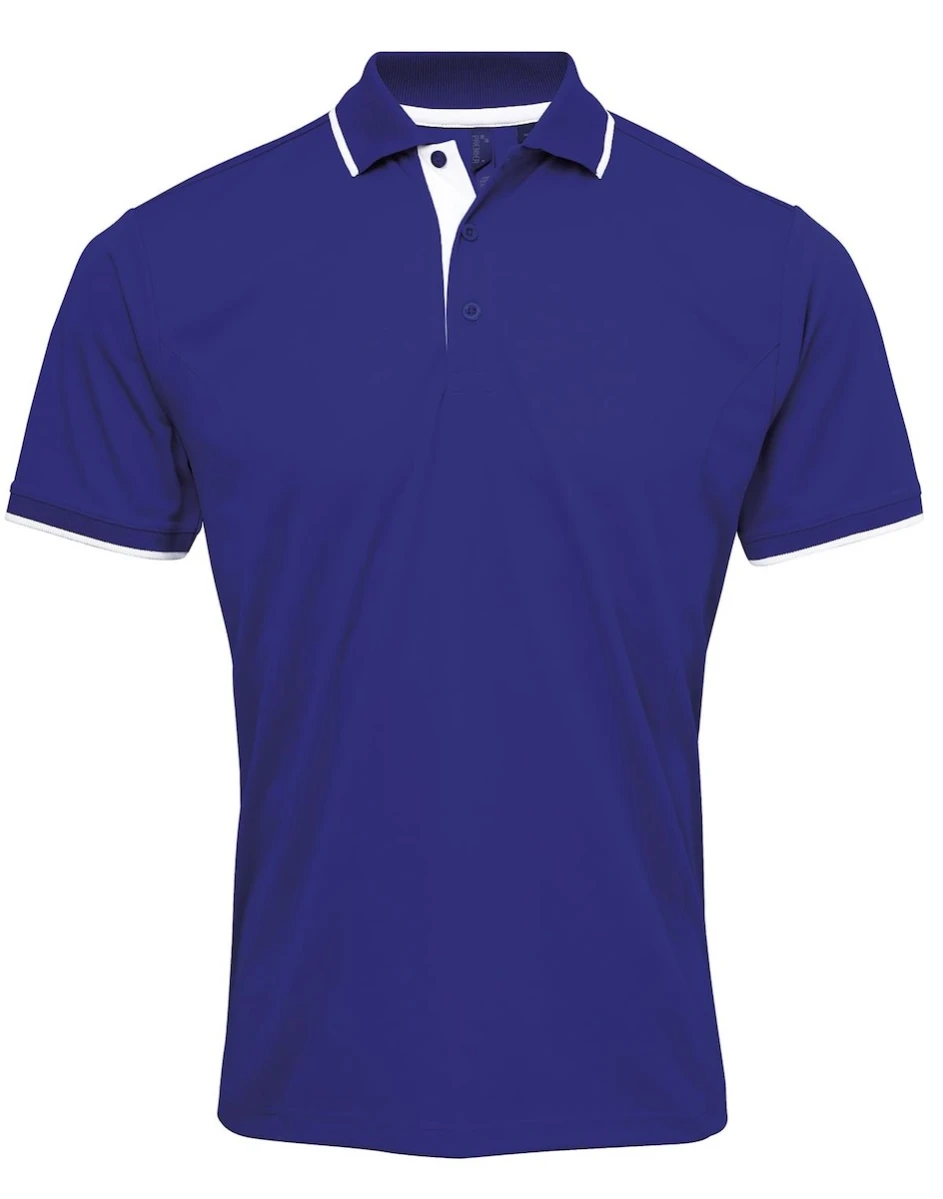 PR618 Polo Contrast Coolchecker-Royal/White