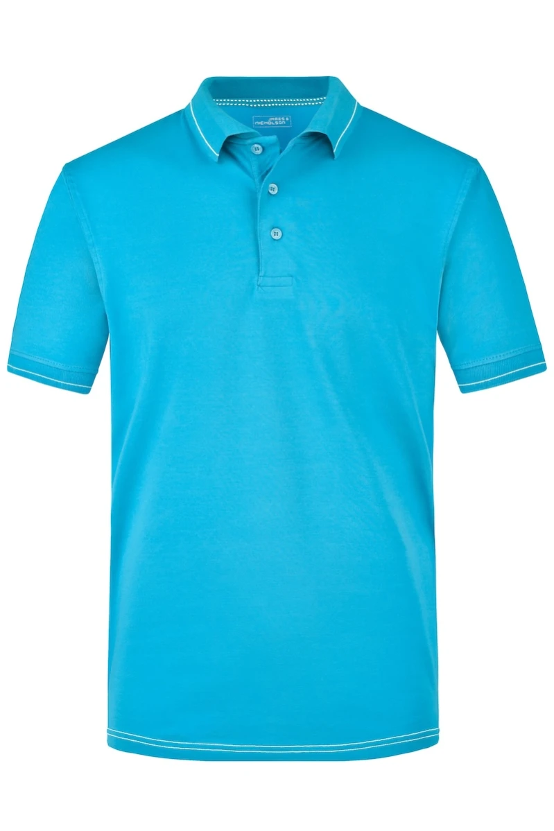 Męska koszulka Polo Elastic JN569 Aqua/White