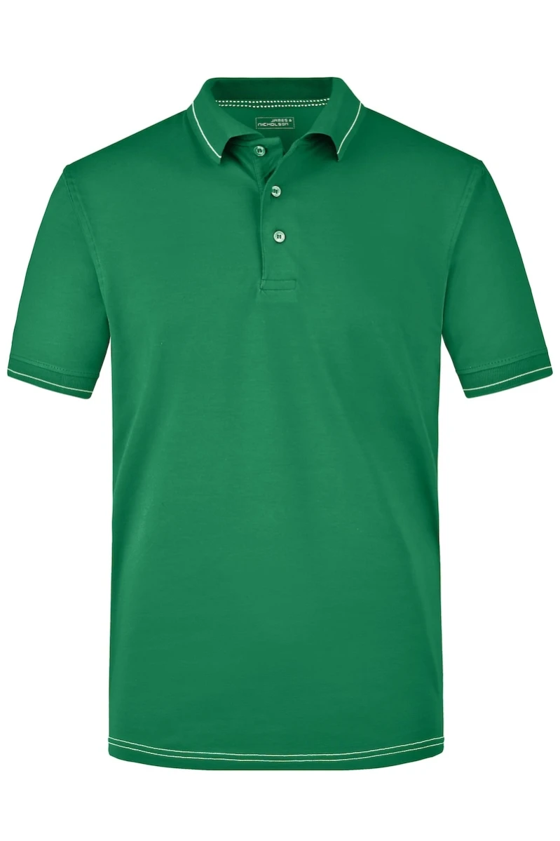 Męska koszulka Polo Elastic JN569 Irish Green/White
